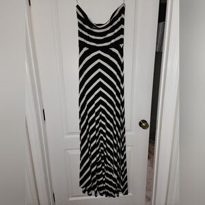 WHBM strapless black and white maxi dress, size S
